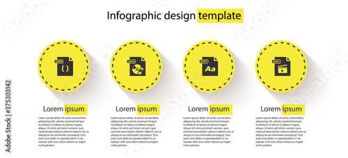 Set CSS file document, MP3, OTF and MOV. Business infographic template. Vector.