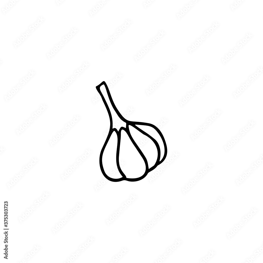 Hand drawn vector illustration of  garlic. Element for your cards, posters, stickers and seasonal design.