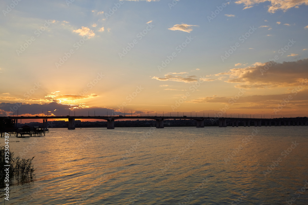 Fototapeta premium sunset over the river