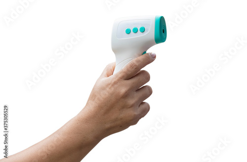 Hand use infrared forehead thermometer (thermometer gun)- epidemic virus outbreak concept