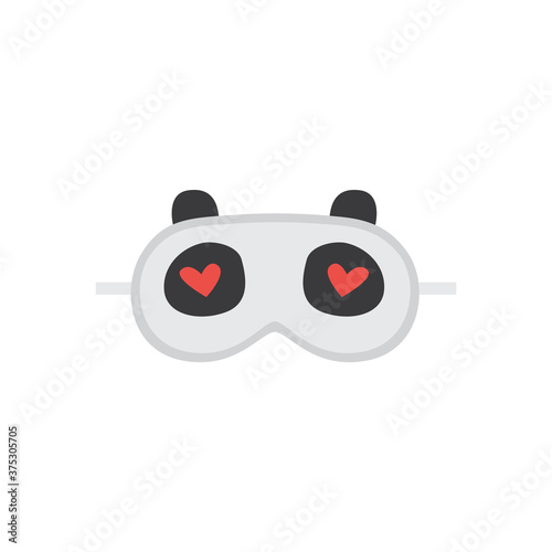 Cute panda sleeping mask with heart eyes. Cartoon sleep blindfold