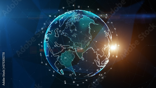 Technology Network Data Connection, Digital Data Network and Cyber Security Concept, Future Technology Digital Background