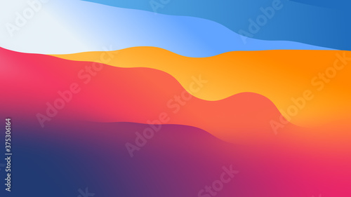 wallpaper from wavy shapes filled colorful gradient © kerenby