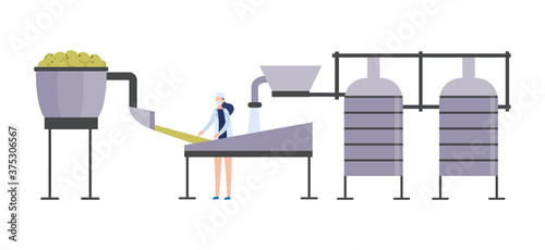 Food factory equipment in olive oil production - industrial machine