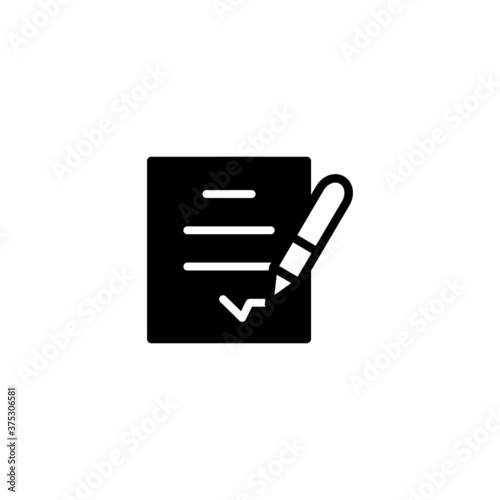 Contract Icon in black flat glyph, filled style isolated on white background
