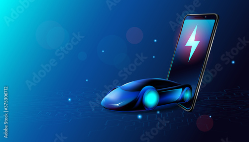 Electric smart car or ev vehicle technology. Vector illustration design. 