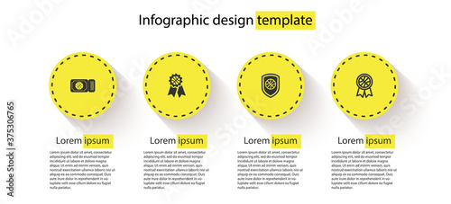 Set Basketball game ticket, award, Shield in the basketball and . Business infographic template. Vector.