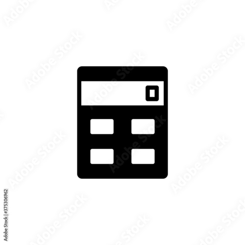 Calculator Icon in black flat glyph, filled style isolated on white background