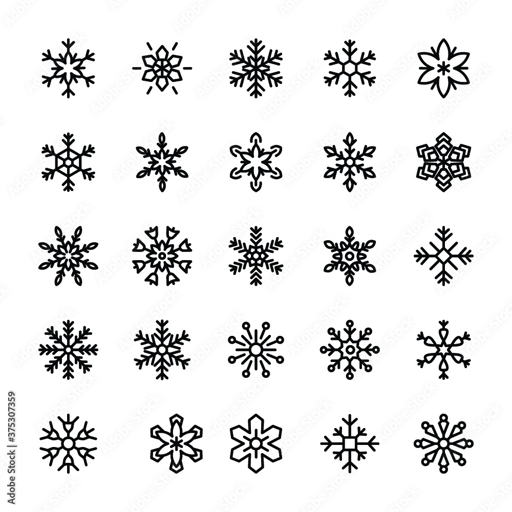 Geometric Snowflake Line Icons Geometric Snowflake Line Icons