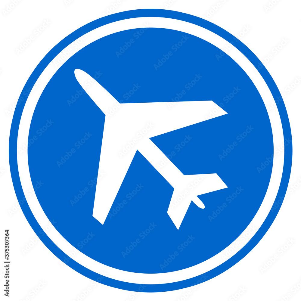 Airplane icon on a blue background. Airplane icon on a blue background.