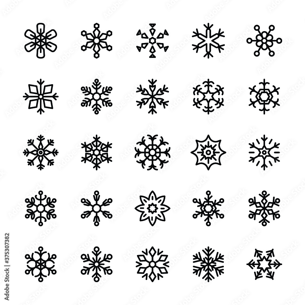 Geometric Snowflake Vector Icons
