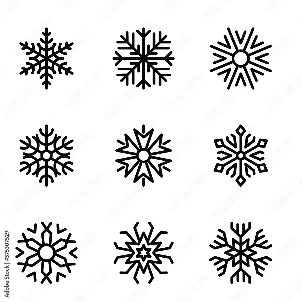 Set Of Snowflake Line Icons Set Of Snowflake Line Icons