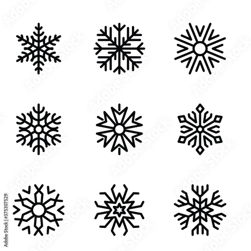 Set Of Snowflake Line Icons