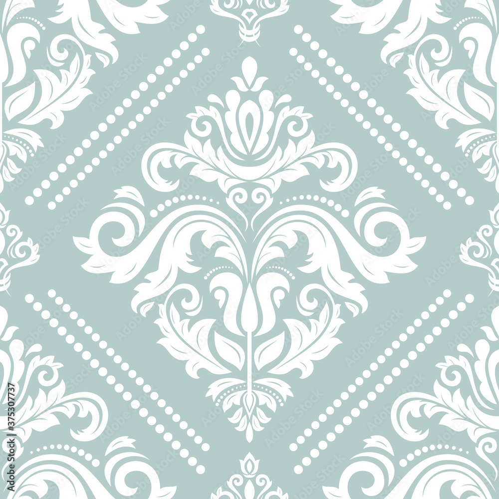 Orient classic light blue and white pattern. Seamless abstract background with vintage elements. Orient background. Ornament for wallpaper and packaging