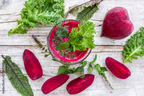 Fresh and healthy red beetroot juice. Healthy food and detox.