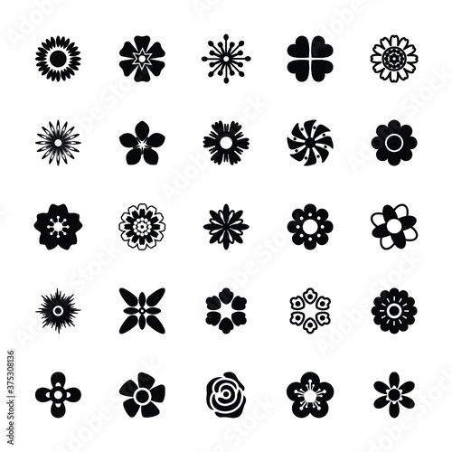 Fototapeta Naklejka Na Ścianę i Meble -  Flower Pattern and Designs Solid Icons 