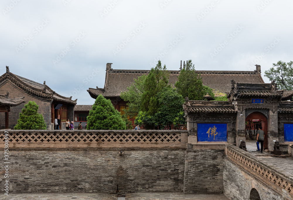 Yingxian, China-August 18, 2020: Fogong Monastery or Temple in Yingxian, Shuozhou, Shanxi.  Famous for Wooden Pagoda or Sakyamuni Pagoda built in 1056, world's tallest & oldest existing wooden tower. 