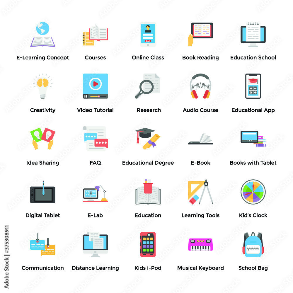 E-learning Icons Vector Set