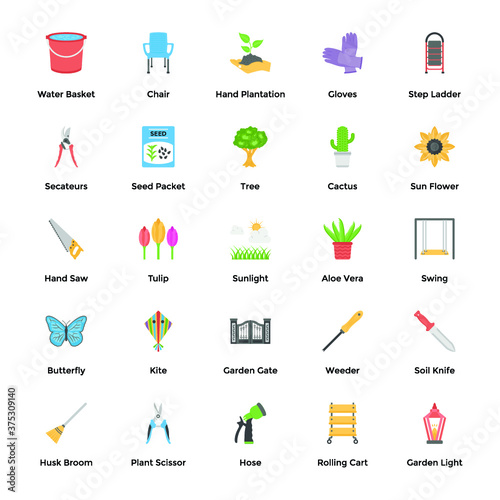 Gardening Flat Icons Set
