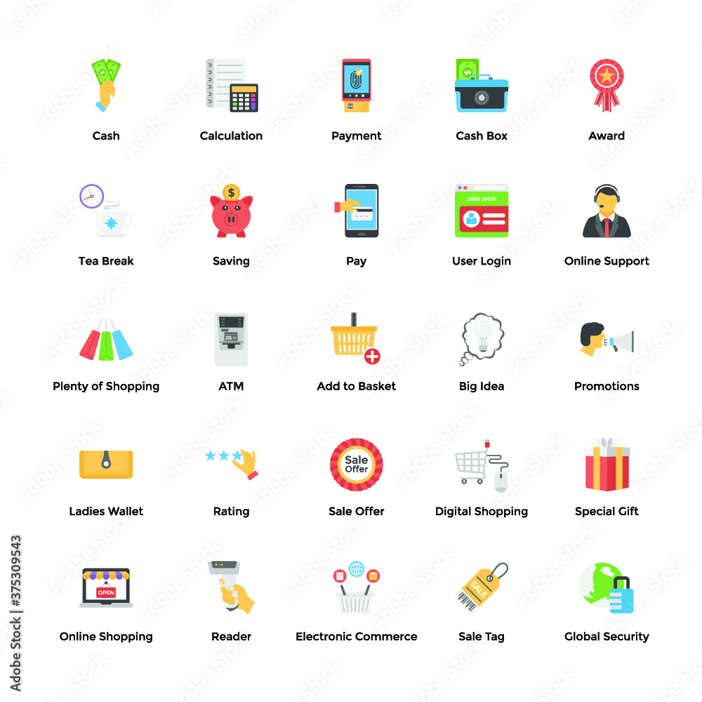 E Commerce Flat Icons Set E Commerce Flat Icons Set