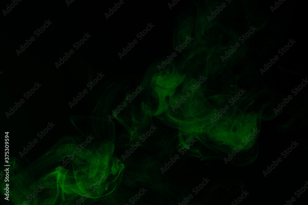 Green steam on a black background. Green steam on a black background.