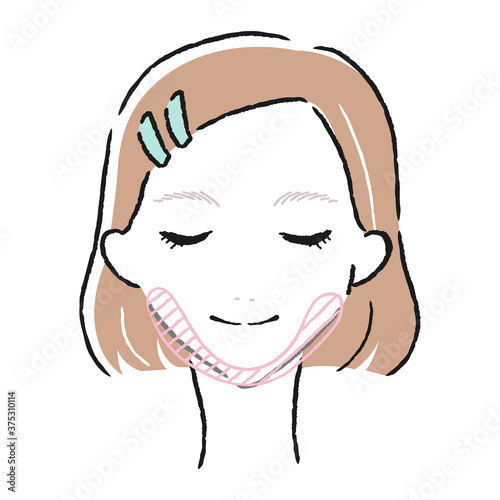 若い女性のイラスト。肌トラブルが起きやすいあごのUゾーン。
