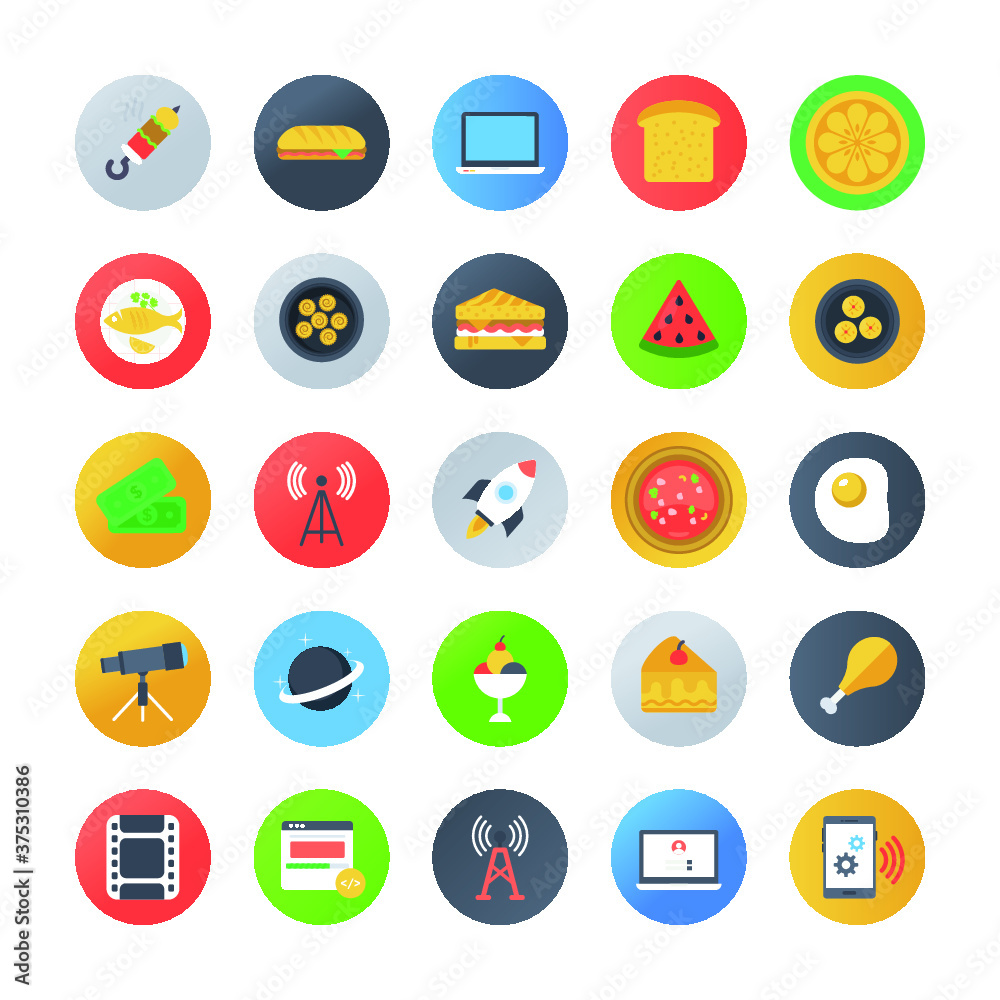 Flat Rounded Food Icons Flat Rounded Food Icons