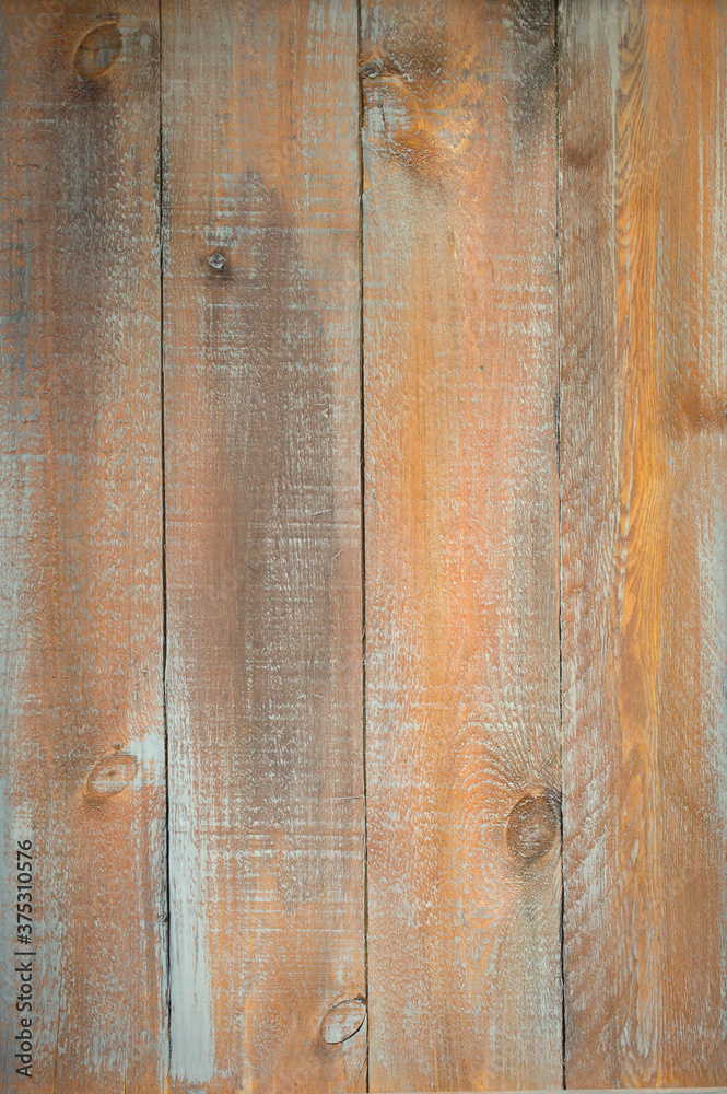 Fototapeta premium Background from wooden light brown horizontal vintage boards, as an abstract texture, copy space.