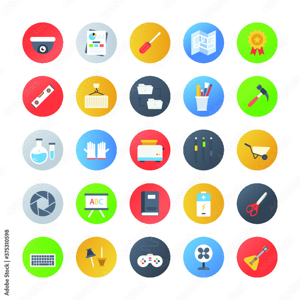 Flat Rounded Tools Icons