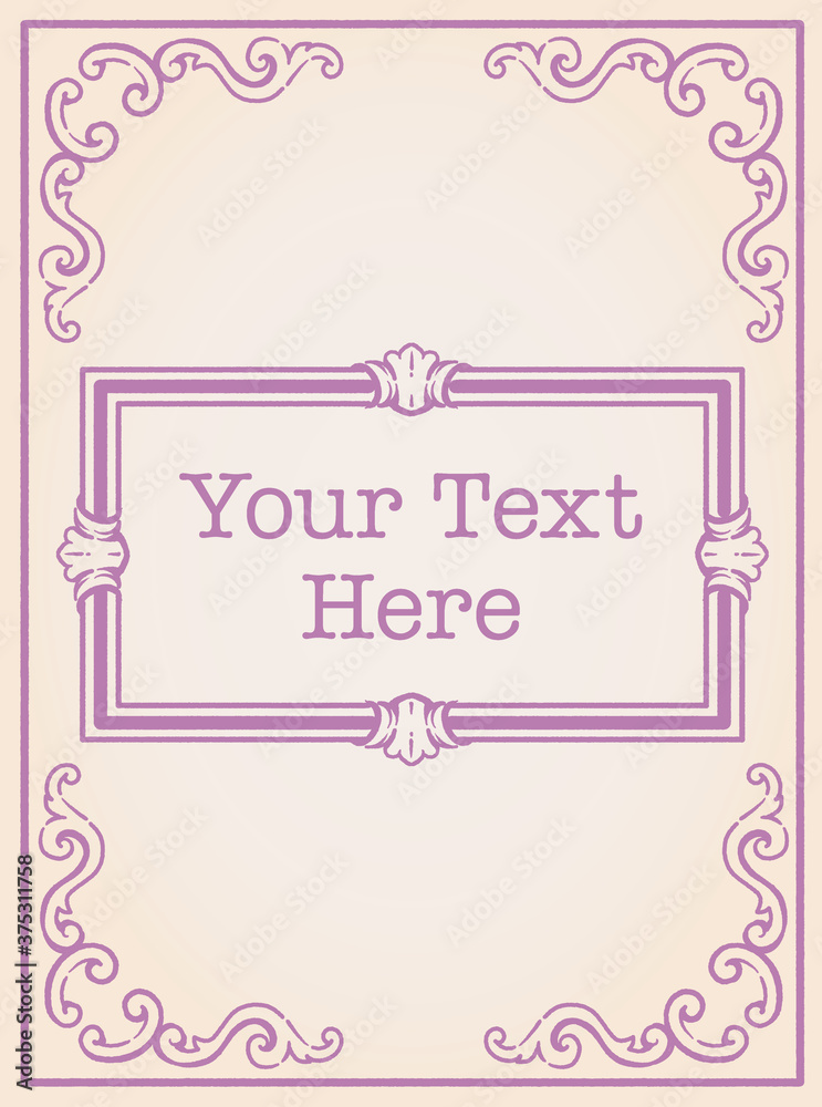 アンティーク風フレームとデザイン素材。ロココ、バロック風