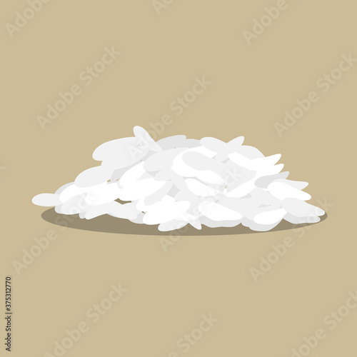 White rice, natural long rice grain. Vector.