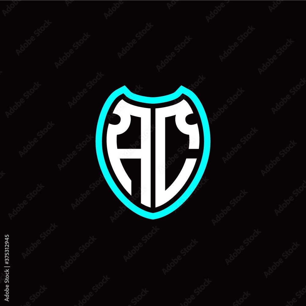 Initial A C letter with shield modern style logo template vector Initial A C letter with shield modern style logo template vector