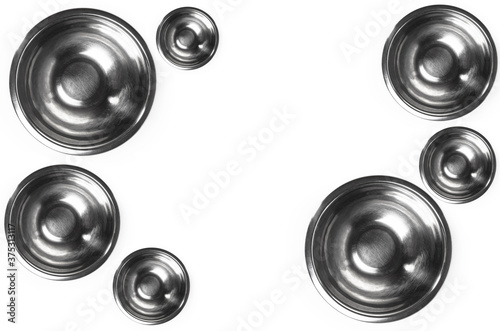 abstract round metal elements on white background