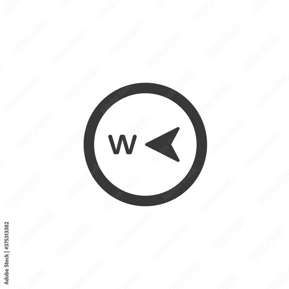 West direction. Isolated compass icon. Weather vector illustration West direction. Isolated compass icon. Weather vector illustration