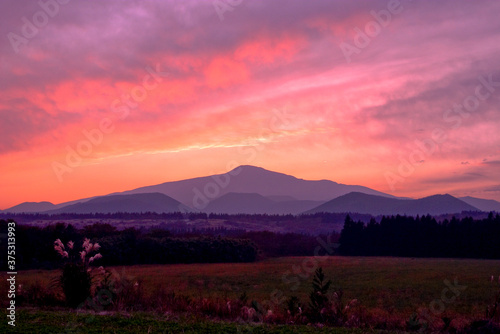 The beautiful sunset of Hallasan in Jeju Island, Korea