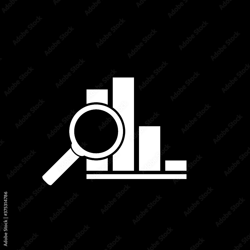 Business decline graph icon isolated on dark background Business decline graph icon isolated on dark background