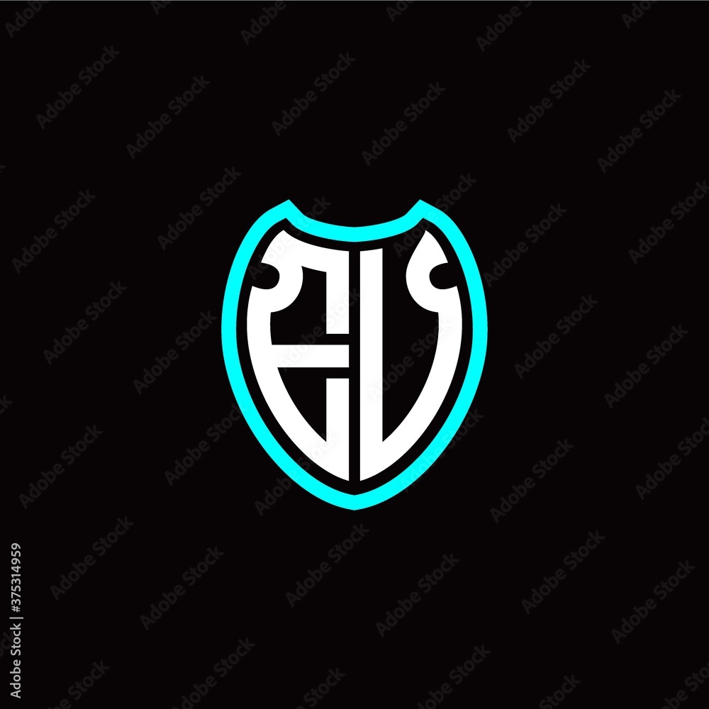 Initial E V letter with shield modern style logo template vector Initial E V letter with shield modern style logo template vector