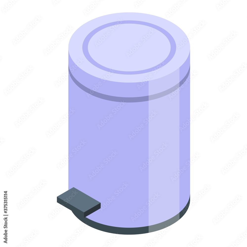 Home office garbage bin icon. Isometric of home office garbage bin vector icon for web design isolated on white background Home office garbage bin icon. Isometric of home office garbage bin vector icon for web design isolated on white background
