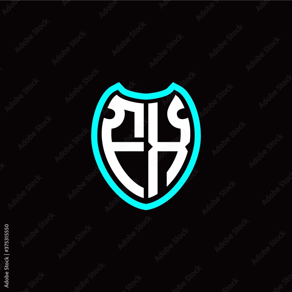 Obraz premium Initial F X letter with shield modern style logo template vector