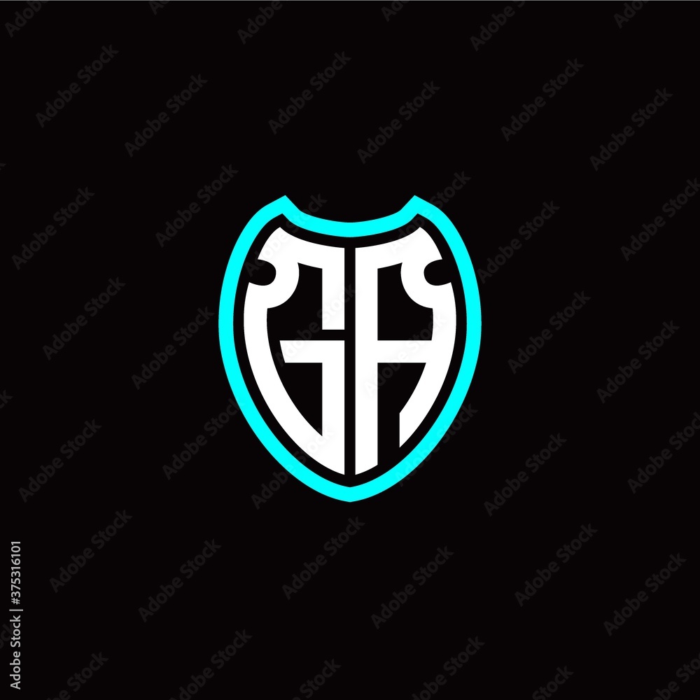 Initial G A letter with shield modern style logo template vector