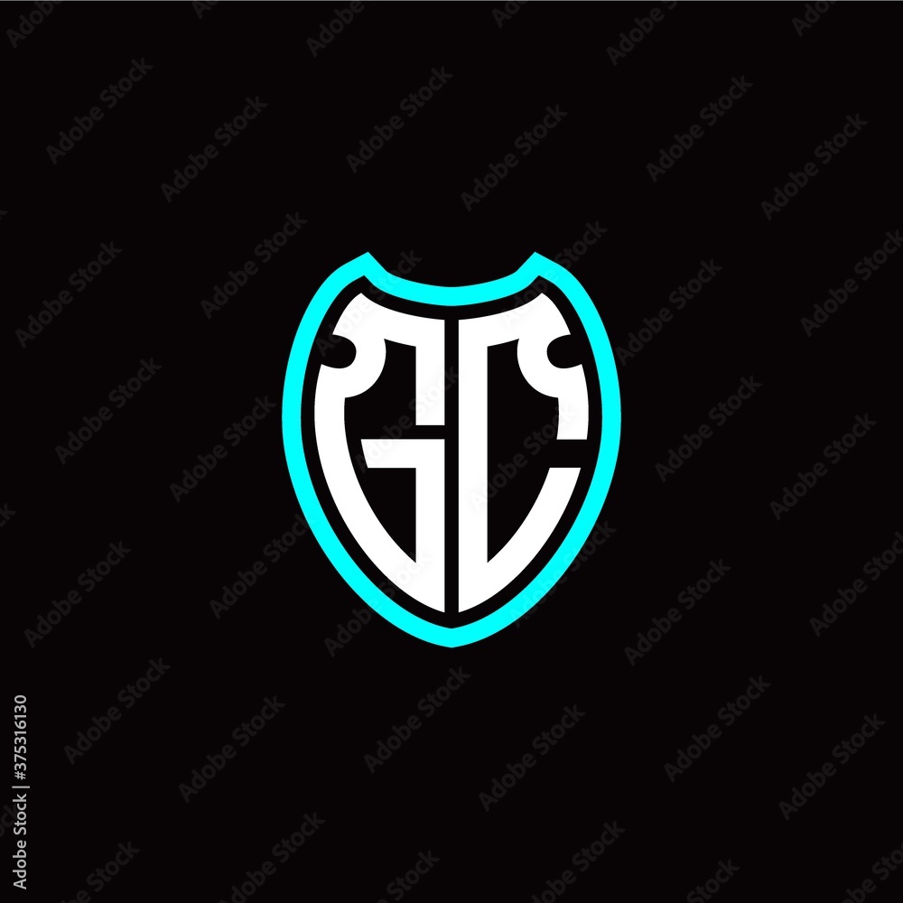 Initial G C letter with shield modern style logo template vector Initial G C letter with shield modern style logo template vector