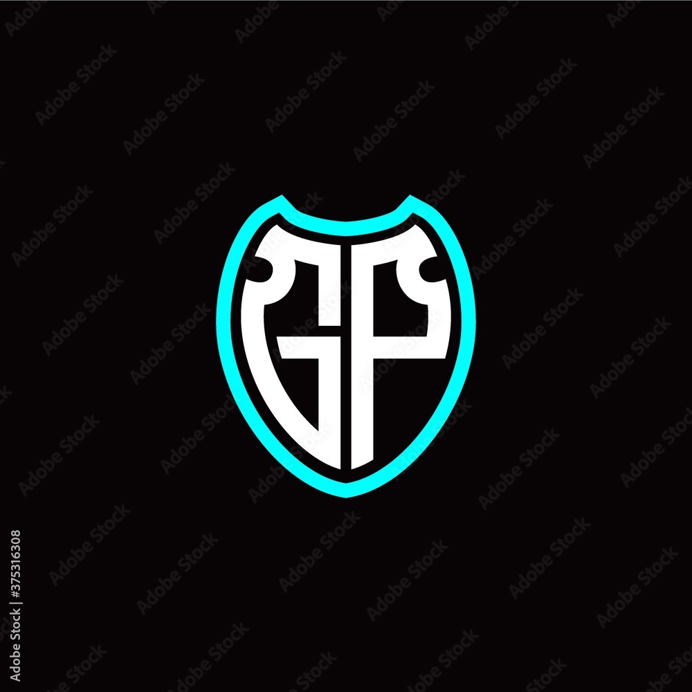 Initial G P letter with shield modern style logo template vector