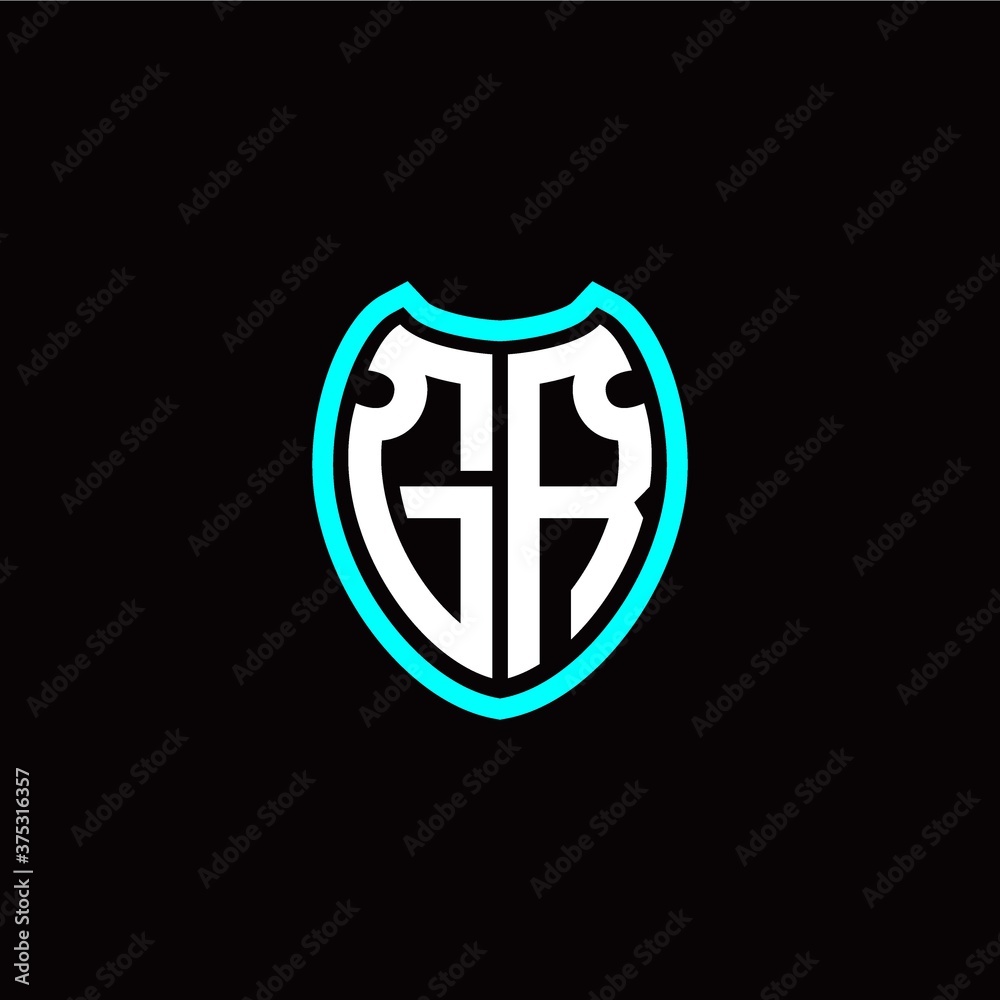 Initial G R letter with shield modern style logo template vector