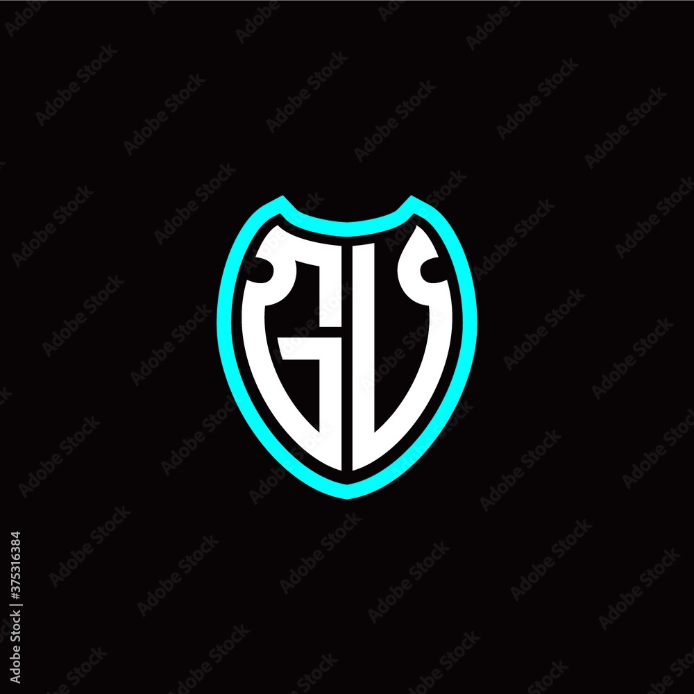 Initial G V letter with shield modern style logo template vector Initial G V letter with shield modern style logo template vector