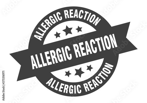 allergic reaction sign. round ribbon sticker. isolated tag