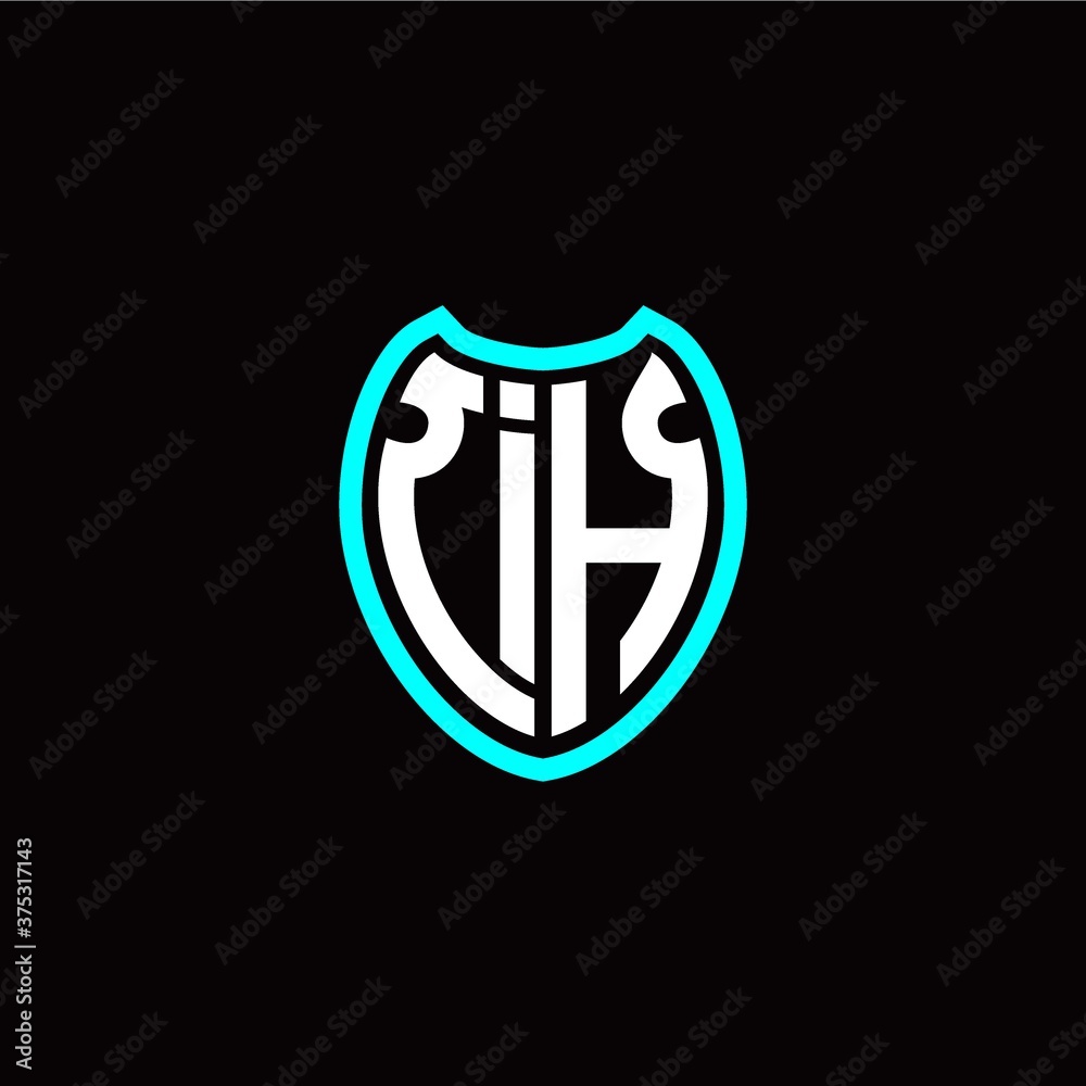 Initial I H letter with shield modern style logo template vector Initial I H letter with shield modern style logo template vector