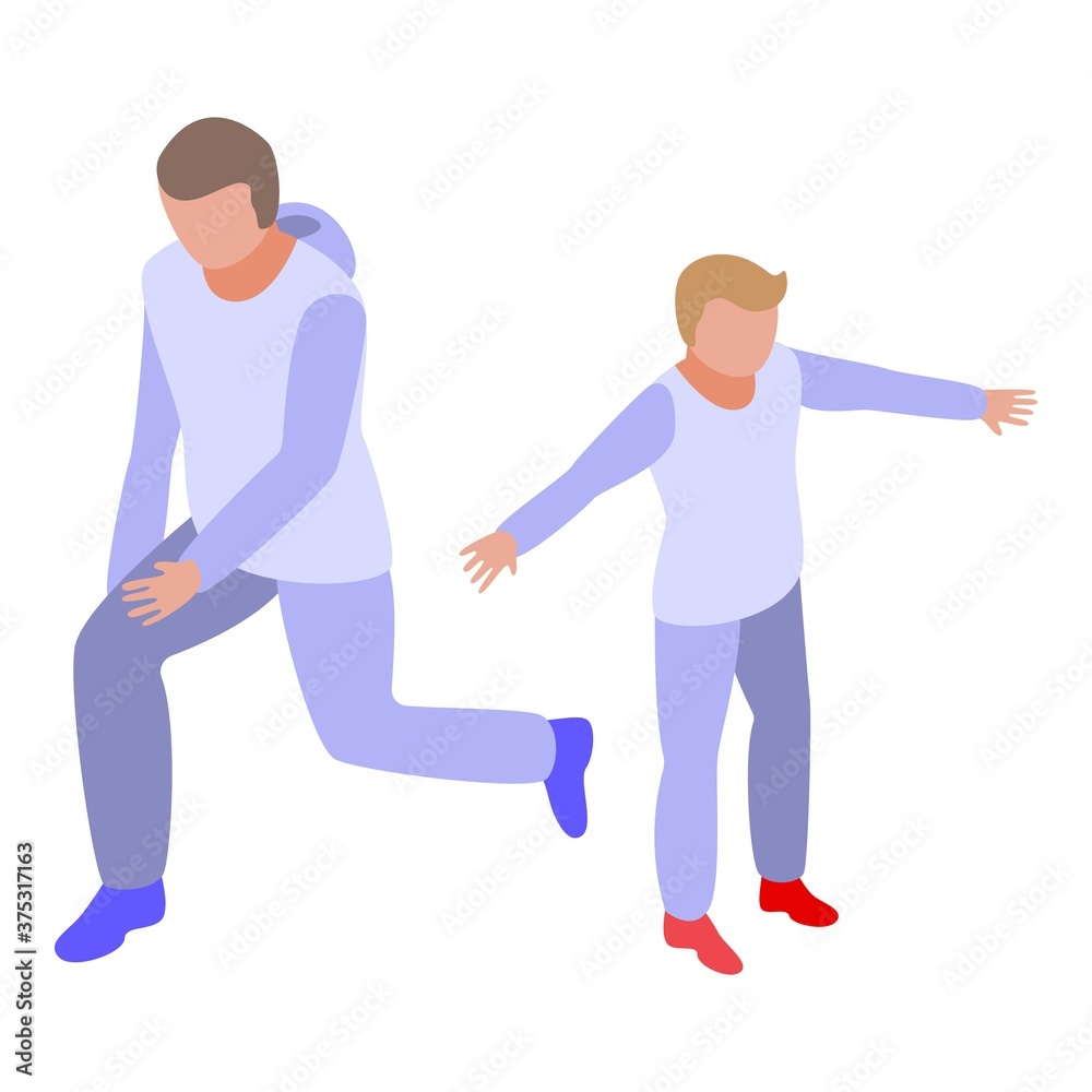 Family morning exercise icon. Isometric of family morning exercise vector icon for web design isolated on white background