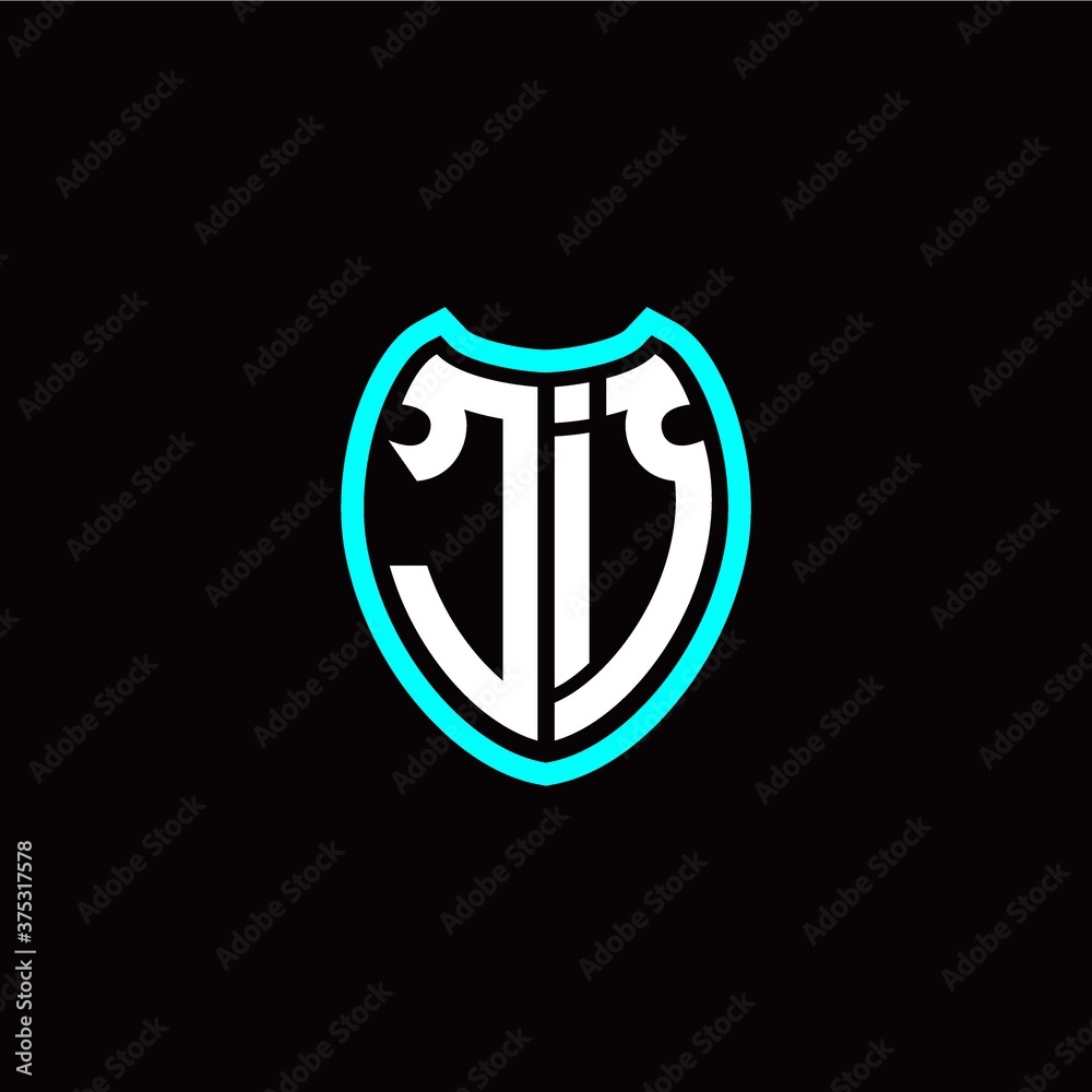 Initial J I letter with shield modern style logo template vector Initial J I letter with shield modern style logo template vector