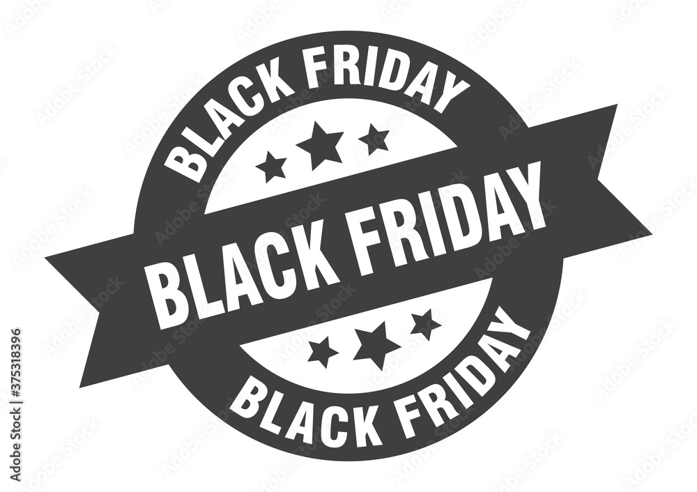 Obraz premium black friday sign. round ribbon sticker. isolated tag