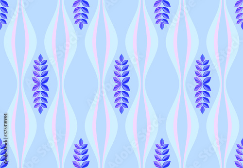 Leaf shape or oval shape fill in with the centric oblique line and align look like a bunch of leaves on wave line background.